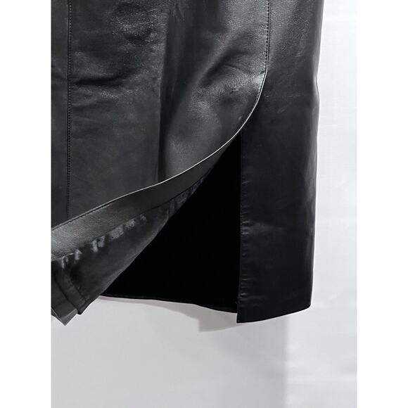 Bebe Butter Soft Black Genuine Leather Straight Skirt size 8-10, 30” waist Y2K - Picture 6 of 16